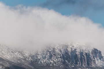 snow on mountain tops in Tasmania, Australia