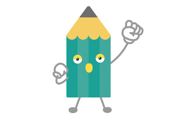 かわいい鉛筆のキャラクターが決起するベクターイラスト