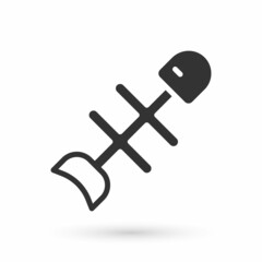 Grey Dead fish icon isolated on white background. Vector