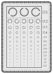 ピアノの鍵盤のイラストでお洒落な視力検査表をデザインしました ランドルト環 3m用 視力表 ベクター
I designed the stylish eye chart using an illustration of a piano keyboard. Landolt rings. For 3m. Vision Chart. Vector