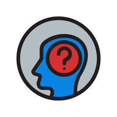 Thinking , Questions and FAQ filled outline icon.