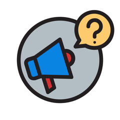 Announcement , Questions and FAQ filled outline icon.