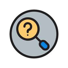 Search , Questions and FAQ filled outline icon.