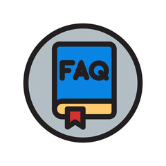 Book , Questions and FAQ filled outline icon.