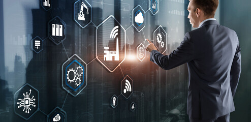 Smart Industry concept. Automation and data exchange in manufacturing technologies