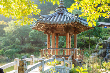 Korean traditional gazebo and pond