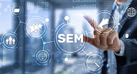 SEM Search Engine Optimization Marketing Ranking Traffic Website Technology Communication Concept