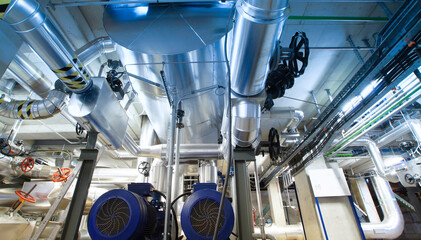 Industrial zone, Steel pipelines, valves and pumps