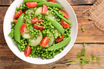 green pean, bean and cucumber salad