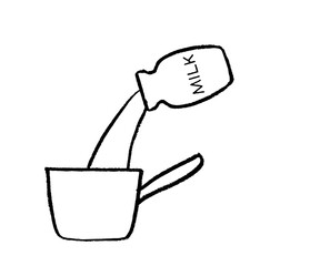 鍋に牛乳を注ぐ