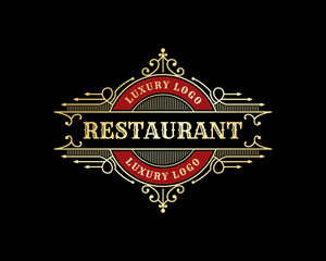 Vintage ornamental logo with floral ornament. Suitable for whiskey, liquor, beer, brewery, wine, barber shop, coffee shop, tattoo studio, salon, boutique, hotel, shop signage engraving illustration