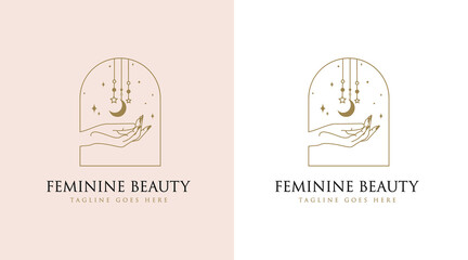 Botanical Hand Drawn collection Logo with Wild Flower and Leaves. Logo for spa and beauty salon, boutique, organic shop, wedding, floral designer, interior, photography, cosmetic. vector illustration