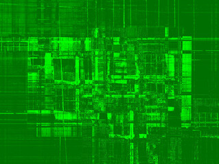 Green background with striking dark and light accents. Surreal wall canvas in modern art style. For your wallpapers, projects and works.
