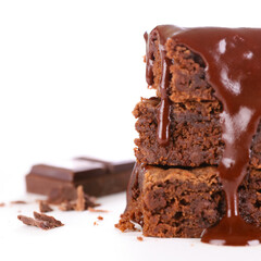 chocolate cake and chocolate melted