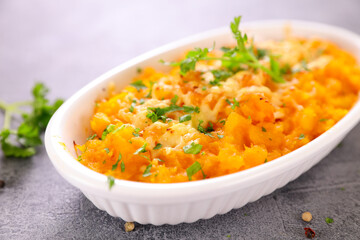 baked pumpkin gratin with cheese