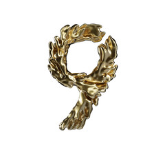 Golden Coral Jewelry Font Alphabet Number 9