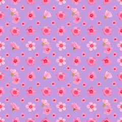 Pink Wax flower blossom seamless pattern illustration watercolor flora painting