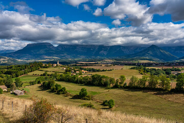 Trieves valley with the Vercors mountain range near Bourg Saint Maurice, France