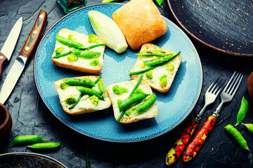 Tasty bruschetta with vegetables