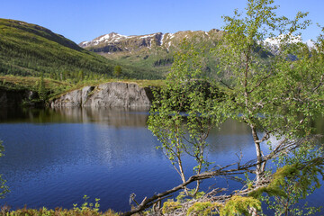Fototapeta premium Hiking in Godvassdalen in ,Helgeland,Northern Norway,scandinavia,Europe