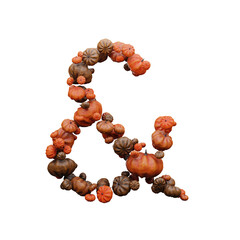 Fall Pumpkin 3D Font Halloween Celebration Ampersand