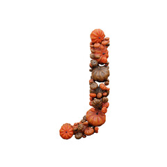 Fall Pumpkin 3D Font Halloween Celebration Letter J