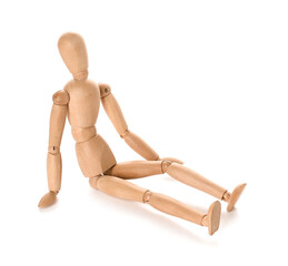 Wooden mannequin isolated on white background