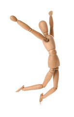 Wooden mannequin isolated on white background