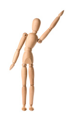 Wooden mannequin isolated on white background