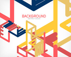 Abstract background. Color lines on white background. Linear abstract composition. Techno or business concept for wallpaper, banner, background, landing page