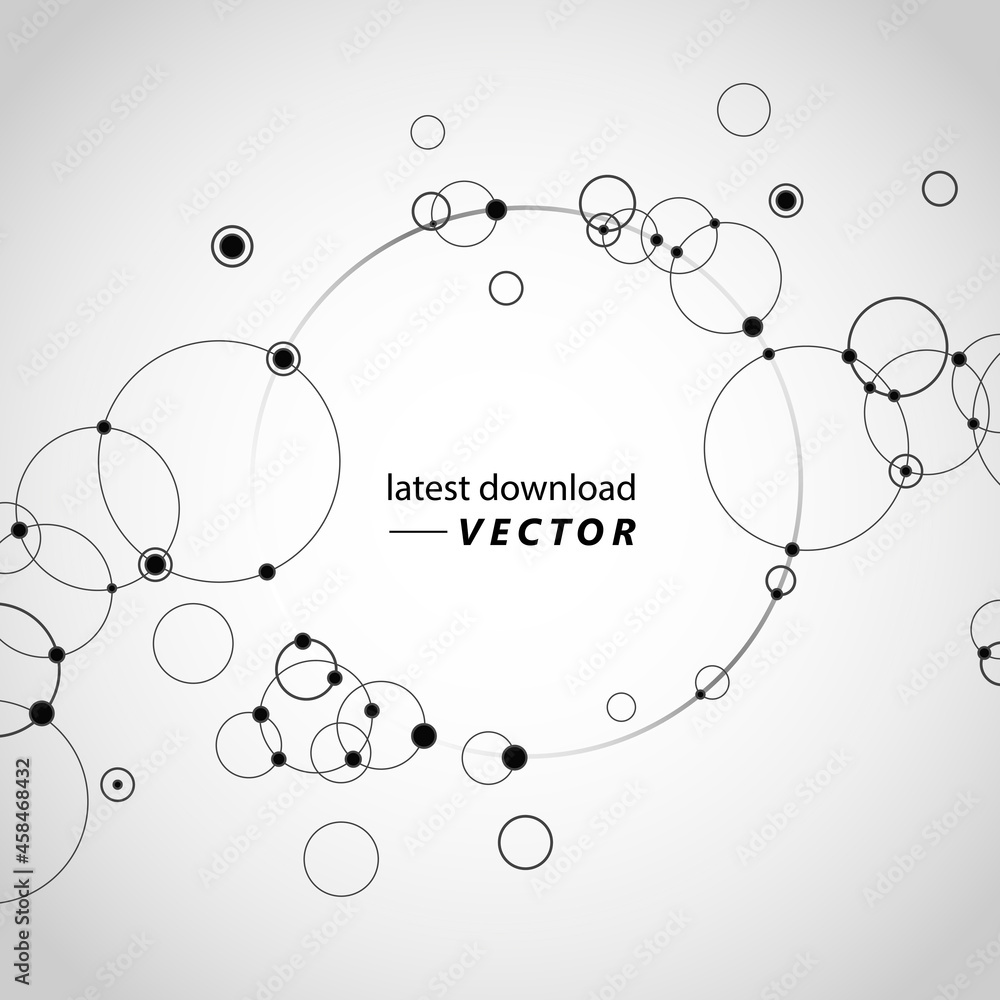Poster circles connect with dots. network technology communication background. lines dots element. concept 