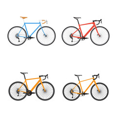 Bicycle pack, bundle of 4 road bike vector isolated on white background
