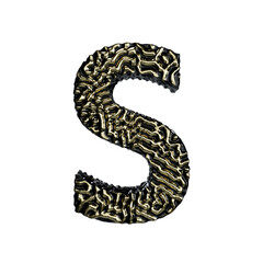 Naklejka premium Organic Reaction Diffusion pattern golden font letter S