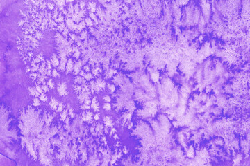 Watercolor texture made in salt technique. Purple abstract hand-drawn background.