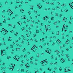 Black Online class icon isolated seamless pattern on green background. Online education concept. Vector