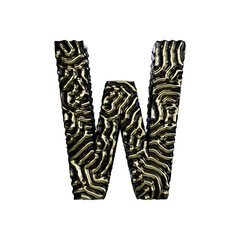 Organic Reaction Diffusion pattern golden font letter W