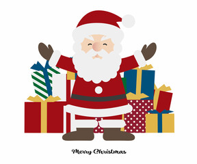 サンタクロースとプレゼントの山 イラストカット ベクター 