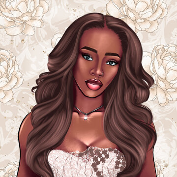 portrait of a African American woman with long hair