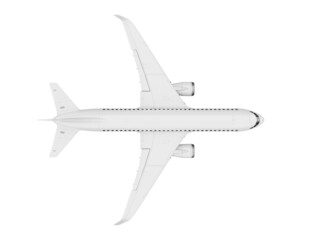 Airplane isolated on white background. Top view, 3d render.