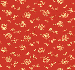 Japanese Luxury Flower Motif Curl Vector Seamless Pattern