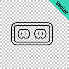 Black line Electrical outlet icon isolated on transparent background. Power socket. Rosette symbol. Vector