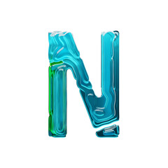 Layered jelly-like glass colored font letter N