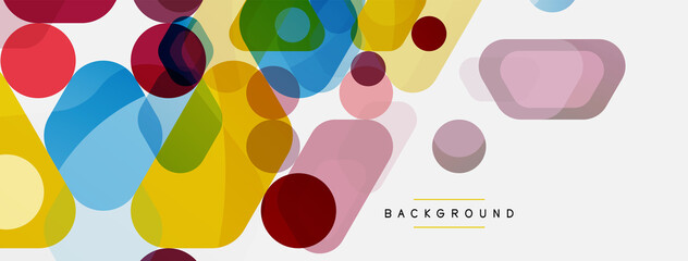 Color bubbles and rounded geometric shapes on white. Vector geometric minimal abstract background for wallpaper, banner, background, landing page