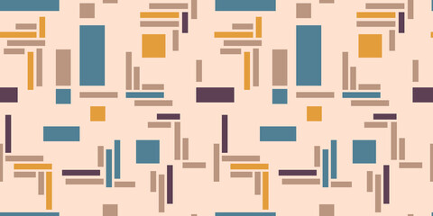 Rectangle seamless pattern in pastel color. Geometric background. Vector illustration for design.