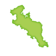 京都府の地図　緑色の県庁所在地マーク　都道府県単位の地図のイラスト　地図シルエット