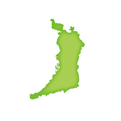 大阪府の地図　緑色の県庁所在地マーク　都道府県単位の地図のイラスト　地図シルエット