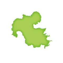 大分県の地図　緑色の県庁所在地マーク　都道府県単位の地図のイラスト　地図シルエット