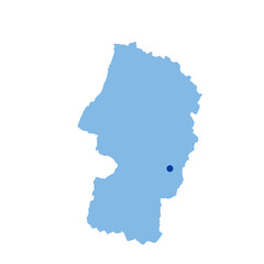 山形県の地図　県庁所在地マーク　都道府県単位の地図のイラスト　地図シルエット
