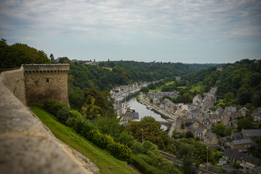 scenery view of the rampart and the harbor of dinan