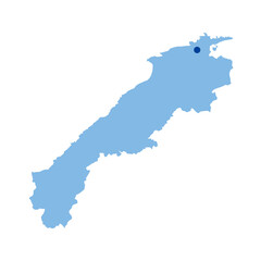 島根県の地図　県庁所在地マーク　都道府県単位の地図のイラスト　地図シルエット